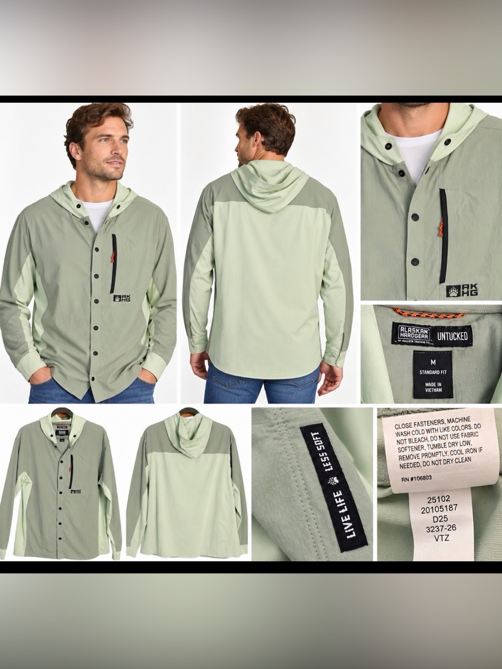 Alaskan Hardgear Duluth Trading Men’s M Untucked Hooded Shirt Jacket Green